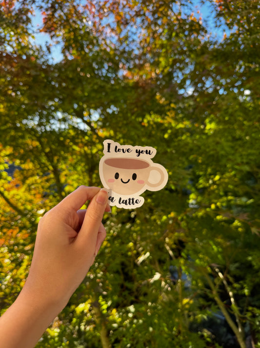 I love you a latte punny sticker